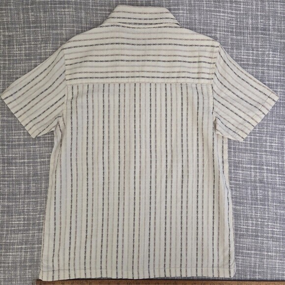 NWT COMMON PEOPLE Harris Shirt Linen Blend SS Tri Stone Stripe Men's S MSRP $179 - Picture 11 of 13